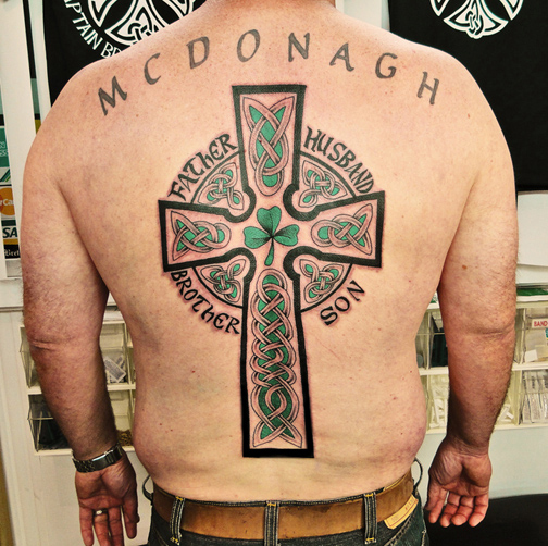 celtic cross with irish flag tattoo