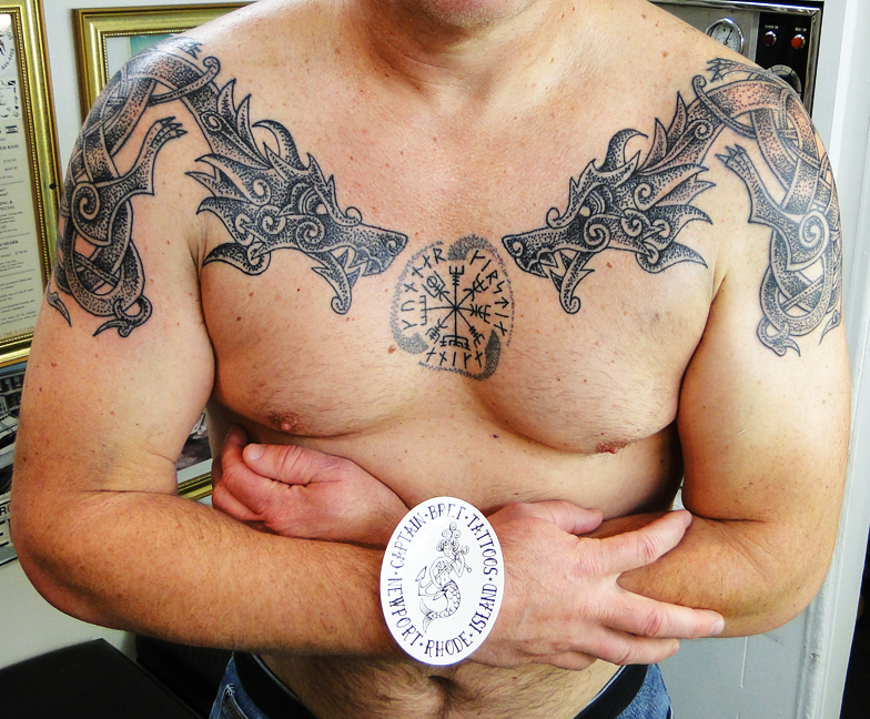 viking tribal chest tattoos