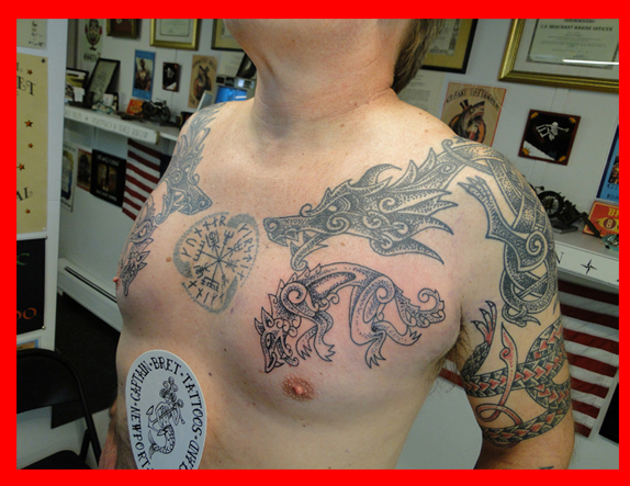 viking tribal chest tattoos